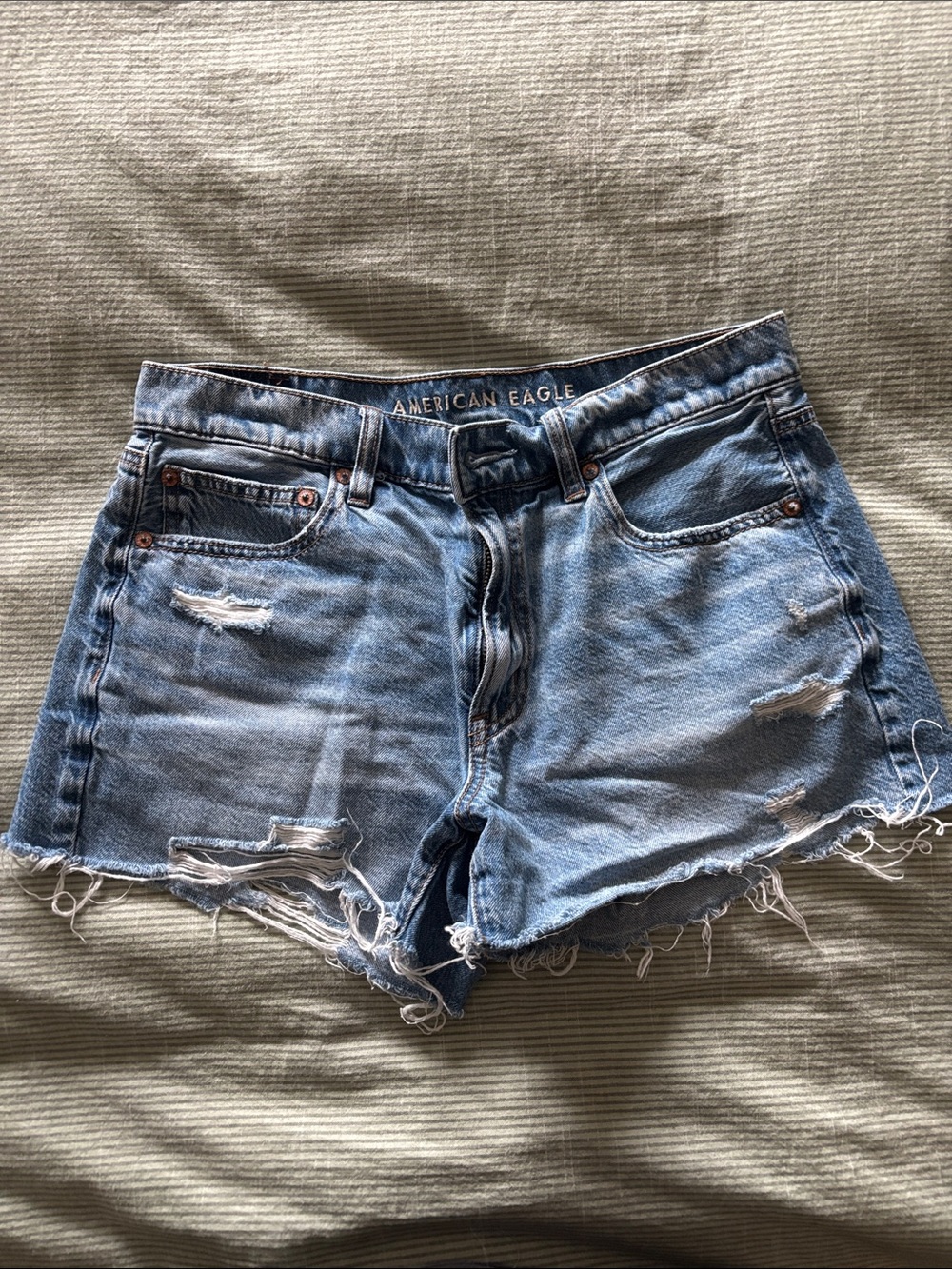 American Eagle Outfitters Light Blue Distressed Denim Jean Shorts